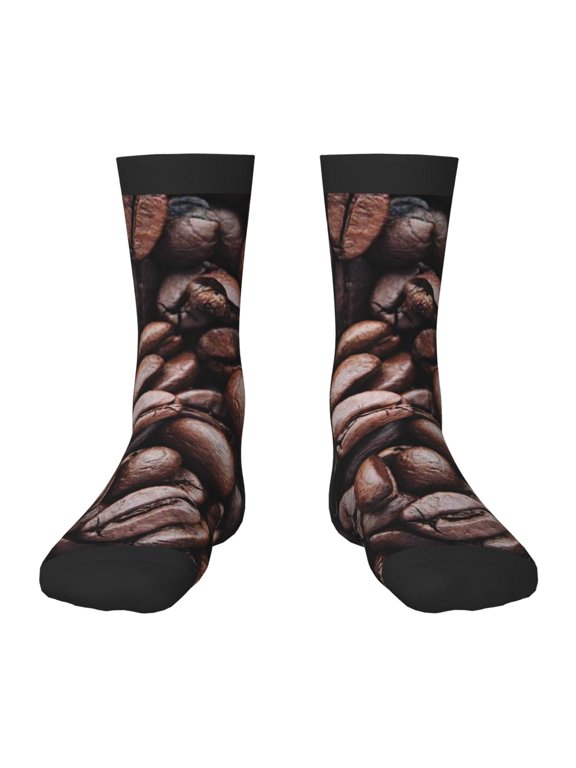 Coffee Bean Pattern Children's Socks, Socks Gifts ,kids Crew Soft Cotton Socks , Moisture-Wicking, Durable, Ideal for Daily Wear & Sports