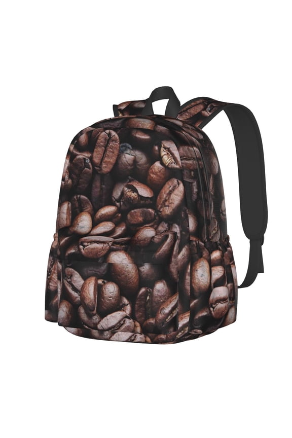 Coffee Bean Pattern Student Backpack,Backpack for School,Lightweight Bag,Travel Backpack,Outdoor Backpack,Large Capacity Backpack