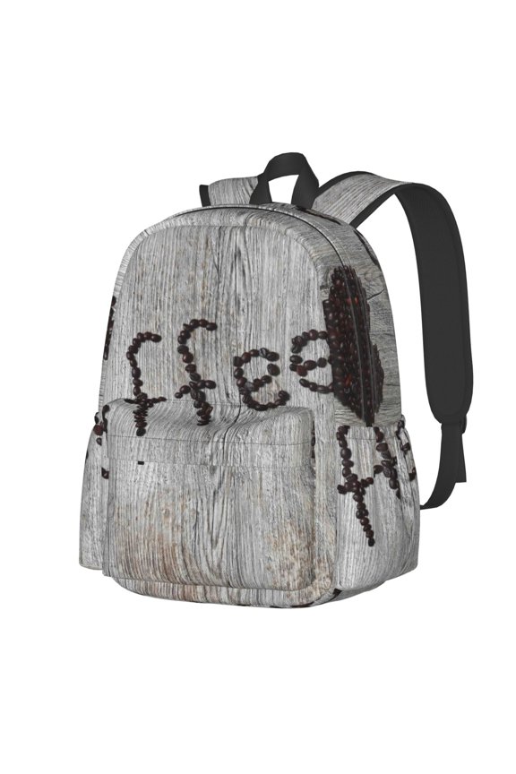 Coffee Beans On Board Pattern Student Backpack,Backpack for School,Lightweight Bag,Travel Backpack,Outdoor Backpack,Large Capacity Backpack