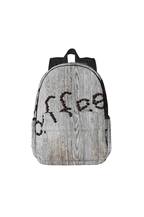 Coffee Beans On Board Pattern Student Backpack Water-resistant Backpack 15-inch Laptop Backpack Lightweight Adjustable School Backpack
