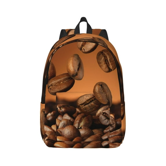 Rateoe Coffee Beans Pattern Canvas College Laptop Backpack,Travel Daypack,Durable Rucksack Travel Notebook Bag School Backpack Book Bag for Men Women-Small