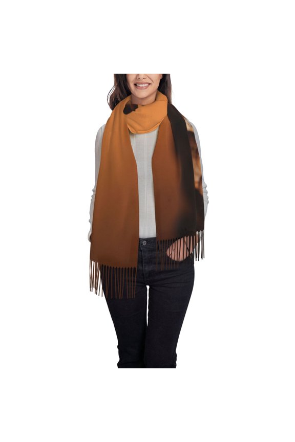 Coffee Beans Women's Traditional Scarf Wrap Tassel Shawl Fringes Neck Head Shawl Retro Scarf