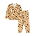 thumbnail image 1 of Rateoe Coffee Bun Hot Dog Pattern Womens Pajamas Set Long Sleeve Sleepwear Button Down Nightwear Soft Cotton Pj Lounge Sets, 1 of 9