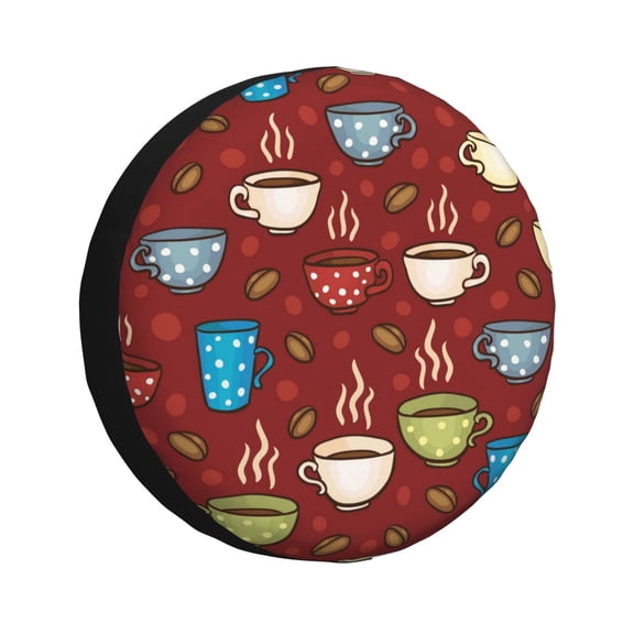 Rateoe Coffee Cups Pattern Tire Cover Wheel Protectors Weatherproof Wheel Covers Universal Fit for Trailer Rv SUV Truck Camper Travel Trailers Accessories-14 inch
