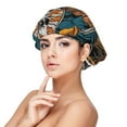 thumbnail image 1 of Rateoe Coffee-Drinking Skull Pattern Silk Satin Hair Bonnet for Sleeping, Adjustable Sleep Cap Turban for Women , Curly Straight Hair Long Large Braid, 1 of 6
