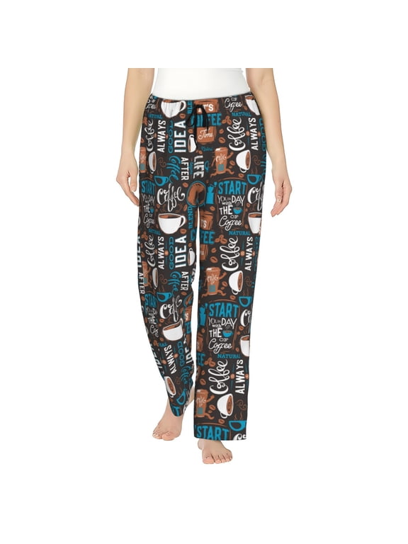 Coffee Lover Print Pattern Women’s Ultra-Soft Comfy Pajama Lounge Pants Sleepwear,Comfortable Lounge Wear,lightweight Pajamas, Casual Home Wear-X-Large