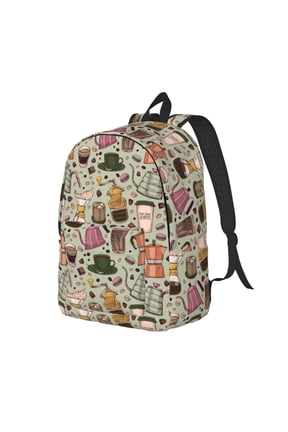 Coffee Makers Macaroons Chocolate Pattern Durable Canvas Backpack for Men & Women – Stylish & Lightweight – Adjustable Straps, Multiple Pockets – Fits 15-17 Inch LaptopsSmall