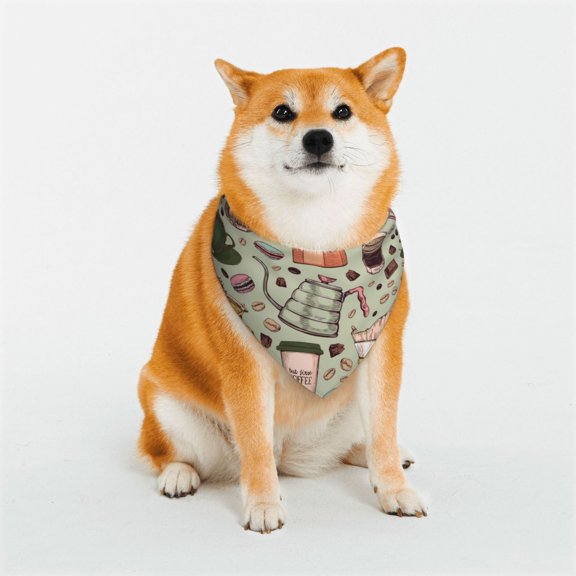 Rateoe Coffee Makers Macaroons Chocolate Print Pet Scarf for Dogs and Cats – Stylish Reflective Design, Breathable & Durable Pet Bandana with Quick-Release Buckle-Medium