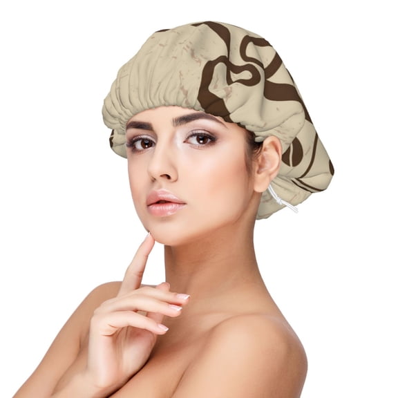 Rateoe Coffee Time (2) Pattern Silk Satin Hair Bonnet for Sleeping, Adjustable Sleep Cap Turban for Women , Curly Straight Hair Long Large Braid