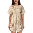 thumbnail image 1 of Rateoe Coffee Time Pattern Women's Short-Sleeved Pajama Set - 2 Piece Soft and Lightweight Sleepwear Set-Large, 1 of 7