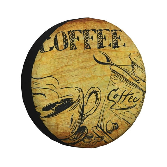 Rateoe Coffee Vintage Pattern Tire Cover Wheel Protectors Weatherproof Wheel Covers Universal Fit for Trailer Rv SUV Truck Camper Travel Trailers Accessories-14 inch