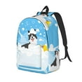 thumbnail image 1 of Rateoe Collie in Bathtub Pattern Durable Canvas Backpack for Men & Women – Stylish & Lightweight – Adjustable Straps, Multiple Pockets – Fits 15-17 Inch LaptopsMedium, 1 of 5