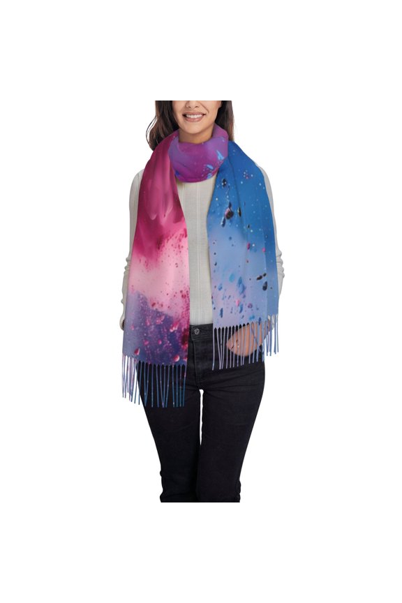 Color Explosion Makeup Brush Women's Traditional Scarf Wrap Tassel Shawl Fringes Neck Head Shawl Retro Scarf