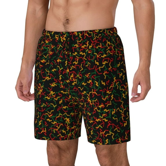Rateoe Color Music Pattern Men’s Swim Shorts with Compression Liner – Double-Layered Quick-Dry Swimwear, Comfortable & Stretchy Beach Shorts-X-Large