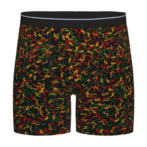 Rateoe Color Music Print Men’s Underwear Boxer Briefs Soft Comfortable Underwear Boxer Briefs, Long Leg Briefs,Anti-chafing Boxer Briefs