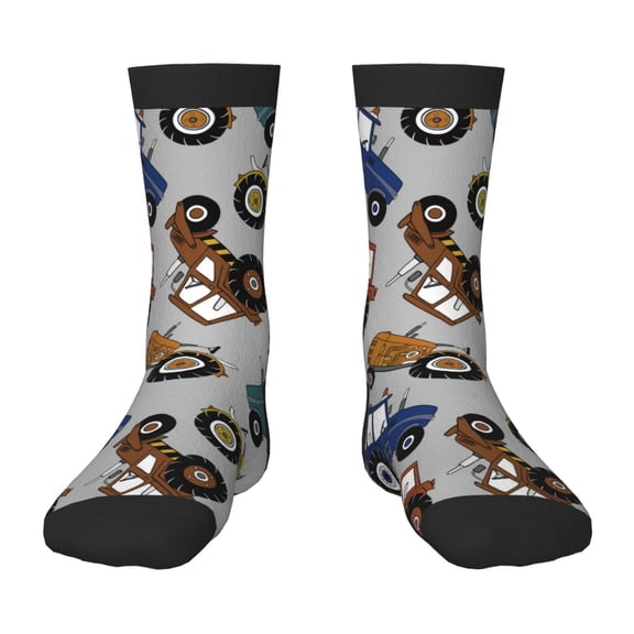 Rateoe Color Tractor Pattern Children's Socks, Socks Gifts ,kids Crew Soft Cotton Socks , Moisture-Wicking, Durable, Ideal for Daily Wear & Sports