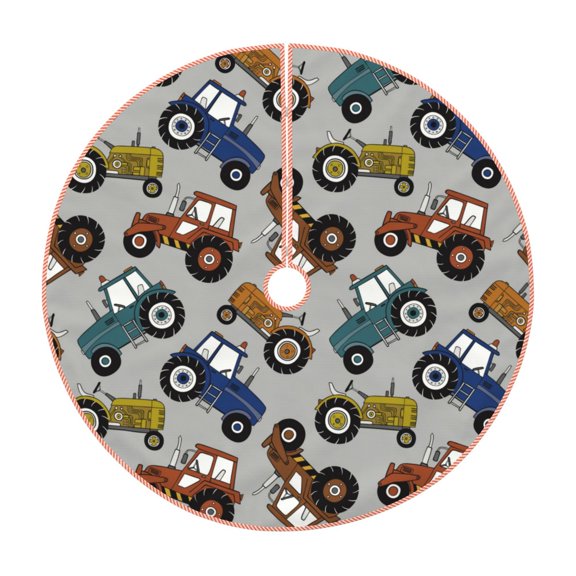 Rateoe Color Tractor Pattern Christmas Tree Skirt with Ties , Christmas Tree Decorations, Farmhouse Christmas Decor Xmas Holiday Decorations-30"