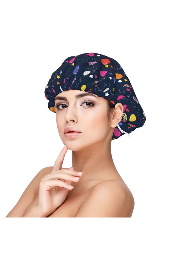 Colored Balloons Pattern Silk Satin Hair Bonnet for Sleeping, Adjustable Sleep Cap Turban for Women , Curly Straight Hair Long Large Braid