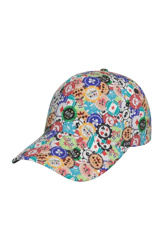 Colored Casino Chips Pattern Baseball Cap Outdoor Cap Mountain Dad Hat - Unstructured Soft Cotton Cap-Adjustable UV Protection Cap