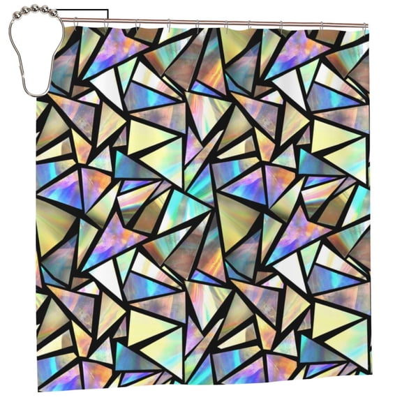 Rateoe Colored Glass Shower Curtain - Fancy Bathroom Shower Curtain Sets - Waterproof Shower Curtain with Hooks with 12 Plastic Hooks 72x72 Inches