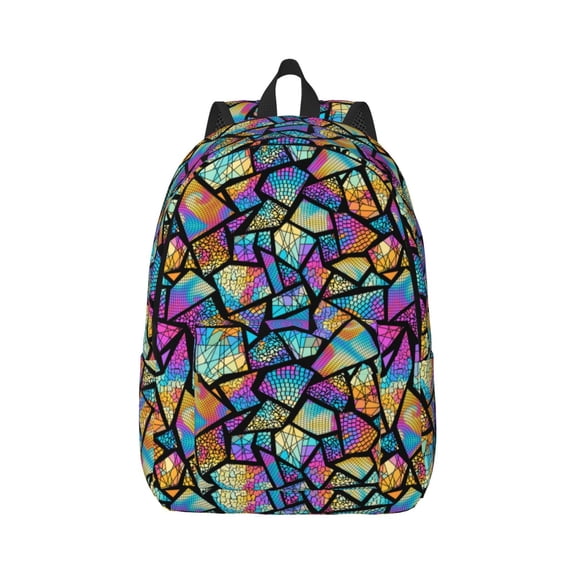 Rateoe Colored Glass1 Pattern Canvas College Laptop Backpack,Travel Daypack,Durable Rucksack Travel Notebook Bag School Backpack Book Bag for Men Women-Medium