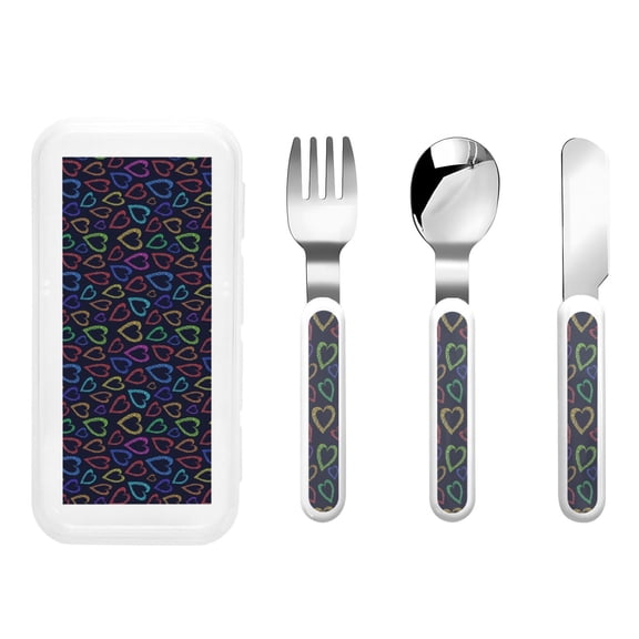 Rateoe Colored Hearts for Stainless Steel Kids Silverware Set - Child and Toddler Safe Flatware - Children's Knife, Fork And Spoon Set