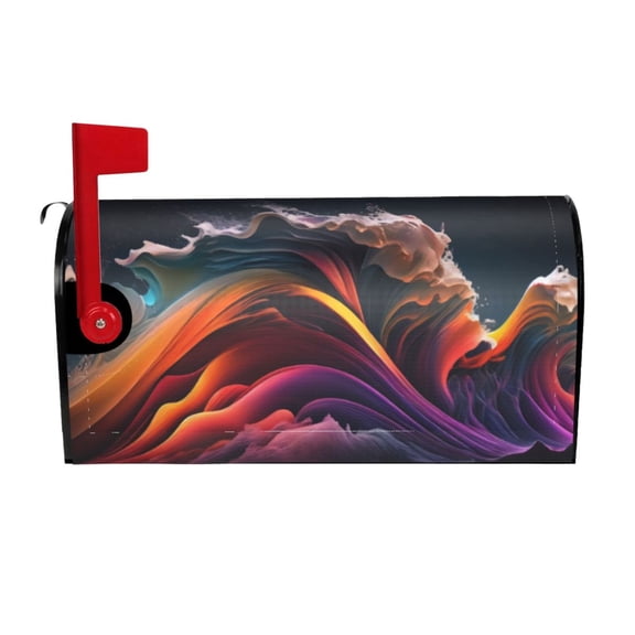 Rateoe Colorful Abstract Wave Motion Printed Mailbox Covers - Easy to Install Fall, Winter, Spring, Summer Mailbox Cover - Weather and UV-Resistant Mailbox Decor - Mailbox Magnetic Covers-
