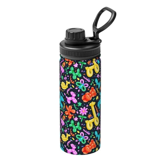 Rateoe Colorful Air Balloons1 Printed 18oz Sports Insulated Water Bottle, Double-Wall Stainless Steel Kettle with Leak-Proof Cap and Carry Loop for Outdoor, Gym, Camping, and Travel