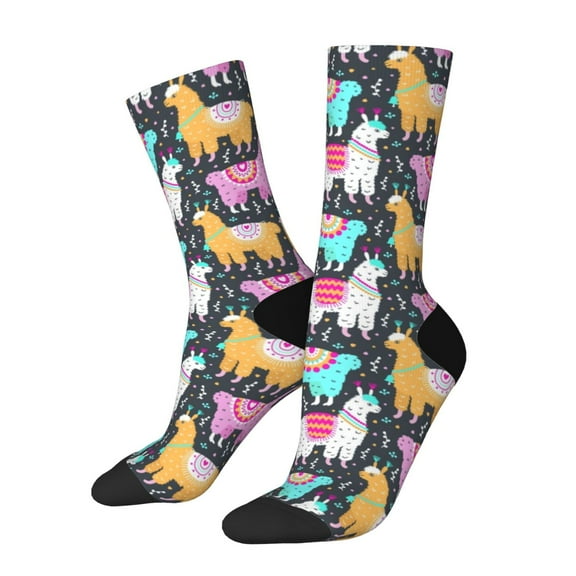 Rateoe Colorful Alpaca for Women Casual Calf Socks - Cute Crew Socks - Thin Soft Above Ankle Socks Size 5-11