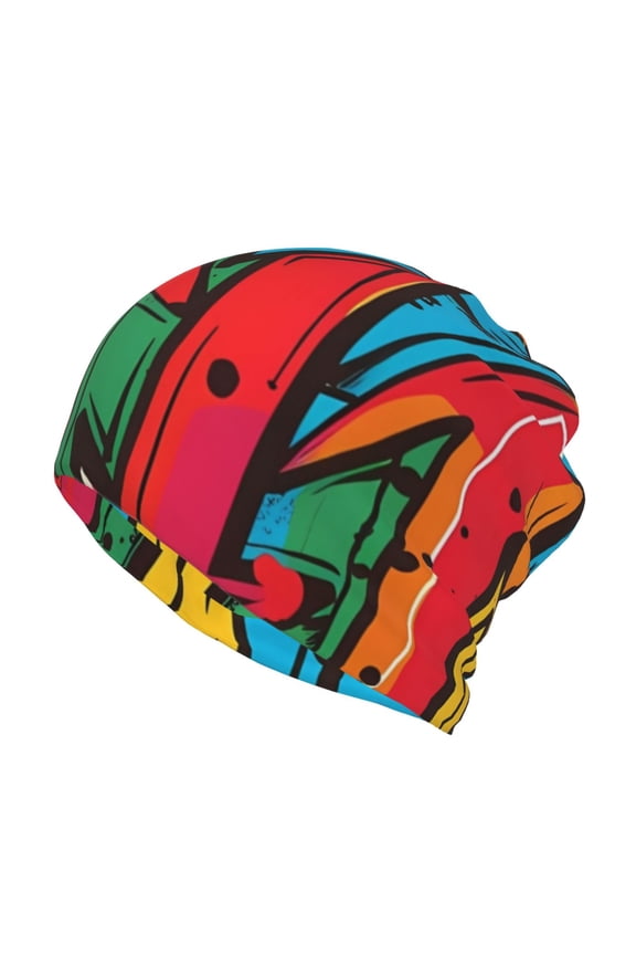Colorful Arrow Graffiti Pattern Cotton Slouchy Beanie Hat for Men/Women,Lightweight Oversize Large Thin Skull Cap Night Sleeping Cap