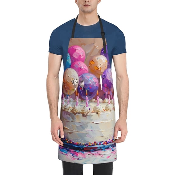 Rateoe Colorful Balloon Cake Celebration Aprons with Pocket,Men Womens Aprons Waterproof Adjustable Cooking Aprons for Kitchen Gardening and Salon