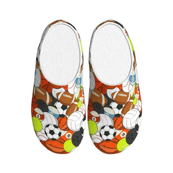 Rateoe Colorful Balls Print Women's Men's Cotton Knit Slippers Lightweight Memory Foam Indoor House Shoes with Anti-Skid Sole-46/47