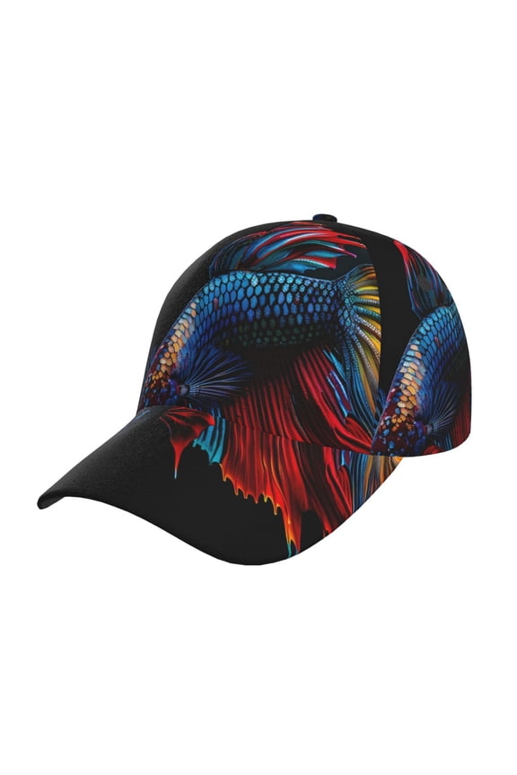 Colorful Betta Fish Pattern Mens Baseball Cap Adjustable Curved Brim Hat, Soft Cotton Sports Cap for Outdoor, Casual, and Everyday Wear, Comfortable & Breathable
