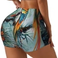 thumbnail image 1 of Rateoe Colorful Birds Pine Branch Printed Power Workout Shorts for Women Tummy Control Squat Proof Ribbed Thick Seamless Scrunch Active Short-Large, 1 of 8