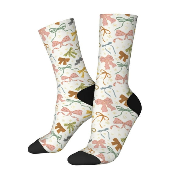 Rateoe Colorful Bow Knots1 for Women Casual Calf Socks - Cute Crew Socks - Thin Soft Above Ankle Socks Size 5-11