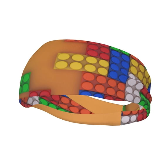 Rateoe Colorful Building Blocks A Pattern Sports Headbands ,Moisture Wicking Workout Headband, Sweatband Headbands for Running,Cycling,Yoga,Hairband for Women and Men