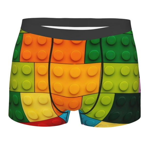 Rateoe Colorful Building Blocks Mens Boxer Briefs Poly Spandex Performance Boxer Briefs Underwear Hem Boxer Briefs - Small