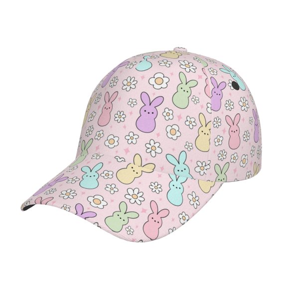 Rateoe Colorful Bunny Pattern Baseball Cap Outdoor Cap Mountain Dad Hat - Unstructured Soft Cotton Cap-Adjustable UV Protection Cap