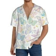 thumbnail image 1 of Rateoe Colorful Butterfly Pattern Men's Short Sleeve Classic Shirt, Casual Short-Sleeved Shirt, Lightweight Summer Shirt, Cuban Collar Shirt,Button-Front Shirt-Small, 1 of 5