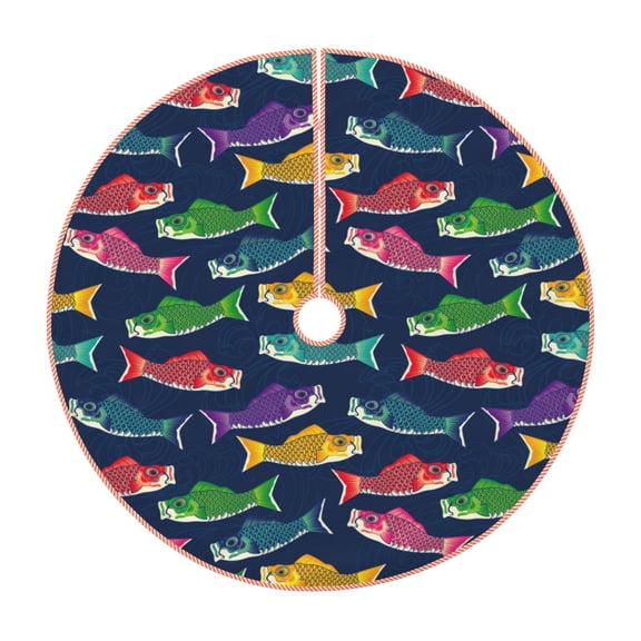 Rateoe Colorful Carp Streamer 1 Pattern Christmas Tree Skirt with Ties , Christmas Tree Decorations, Farmhouse Christmas Decor Xmas Holiday Decorations-30"