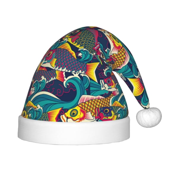 Rateoe Colorful Carp Streamer Santa Hat Confortable Christmas Hat for Christmas Party Favors Fit for Kids