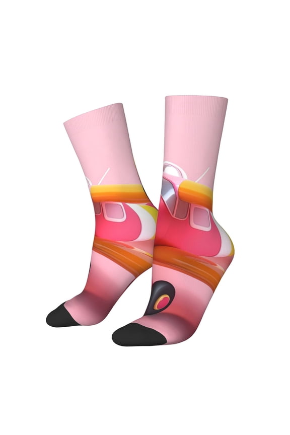 Colorful Cartoon Biplane for Women Casual Calf Socks - Cute Crew Socks - Thin Soft Above Ankle Socks Size 5-11