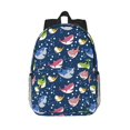 thumbnail image 1 of Rateoe Colorful Cartoon Shark Pattern Student Backpack Water-resistant Backpack 15-inch Laptop Backpack Lightweight Adjustable School Backpack, 1 of 6