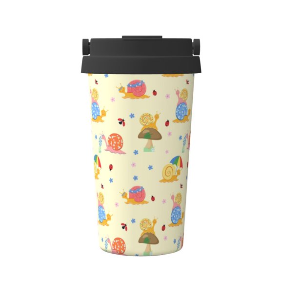 Rateoe Colorful Cartoon Snail Pattern Travel Coffee Mug Tumbler with Flip Lid | Reusable Insulated Stainless Steel Cold Brew Iced Coffee Cup Thermos