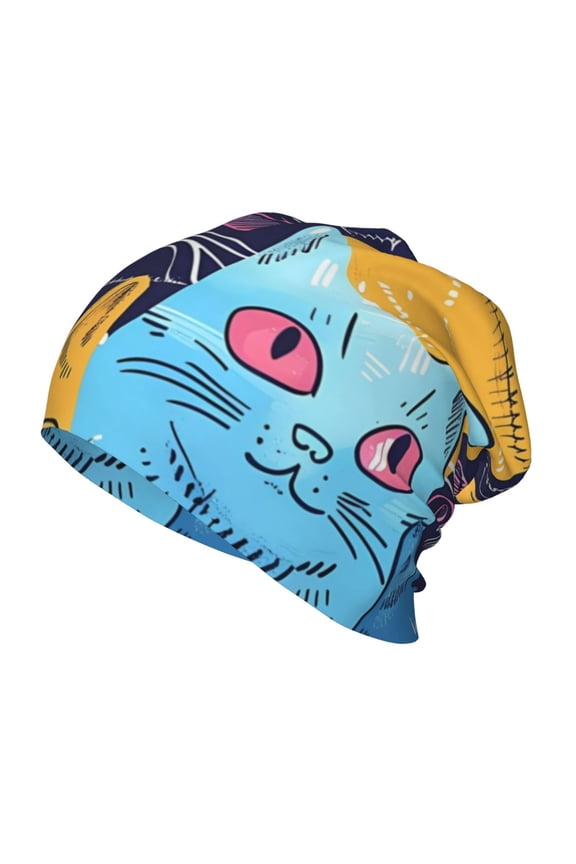 Colorful Cats Pattern Art Kids Beanie Warm Knit Beanie Hats Boys Girls Winter Hat Soft Slouchy Hats for Kids