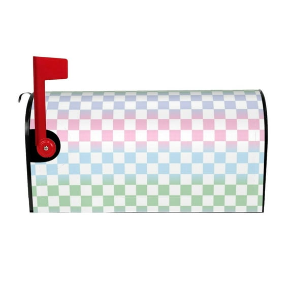 Rateoe Colorful Checkerboard Printed Mailbox Covers - Easy to Install Fall, Winter, Spring, Summer Mailbox Cover - Weather and UV-Resistant Mailbox Decor - Mailbox Magnetic Covers-25.5x21 in