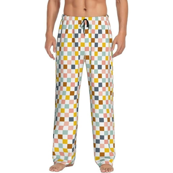 Rateoe Colorful Checkered 1 Pattern Men’s Ultra-Soft Comfy Pajama Lounge Pants Sleepwear,Comfortable Lounge Wear,lightweight Pajamas, Casual Home Wear-XX-Large