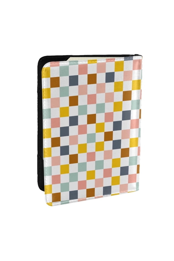 Colorful Checkered 1 Pattern Passport Holder Wallet Leather Mulit-purpose Travel Wallet Credit Cards Case ,Passport Cover for Women Men-6.5 in