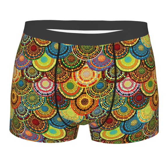 Rateoe Colorful Circle Mens Boxer Briefs Poly Spandex Performance Boxer Briefs Underwear Hem Boxer Briefs - X-Large