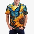 thumbnail image 1 of Rateoe Colorful Cloud Butterfly Sunflower Pattern Men's Short Sleeve Polo Shirts, Golf Polo Shirts Short Sleeve Performance Moisture Wicking Dry-Small, 1 of 6